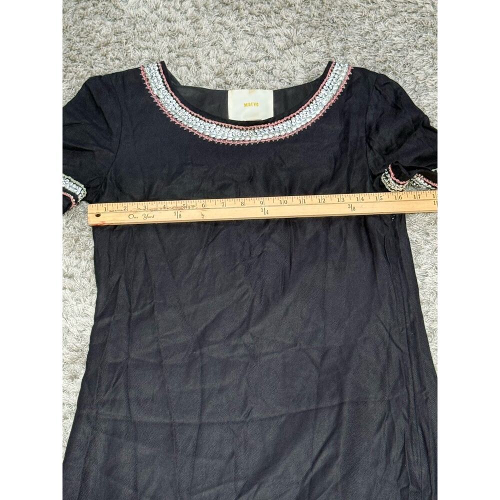 Maeve Anthropologie Women’s Black Sequin Beaded Mini Shift Dress Party Size 2 - Picture 13 of 16
